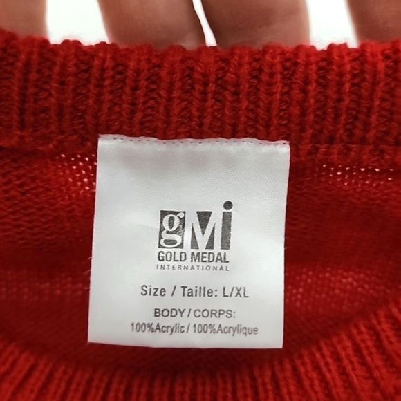 GMI Women's Ugly Christmas Sweater Knit Red Snow Globe Snowman Crew Neck Sz M/L - Picture 7 of 9